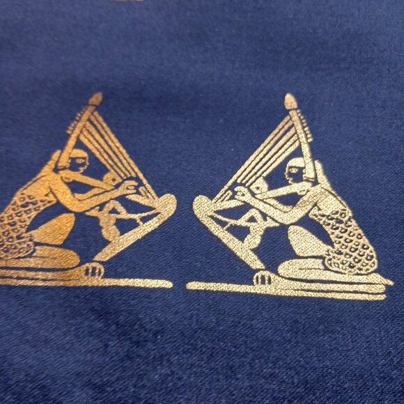 Midnight Blue Egyptian Graphic Beach Bag w/ Rope Handles & Gold Foil Design NWOT - Picture 8 of 9